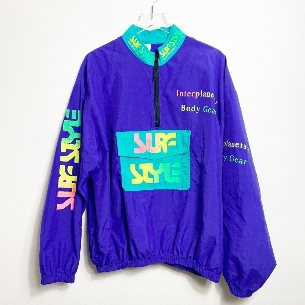 VINTAGE | 80s Surf Style Half Zip Pullover Purple